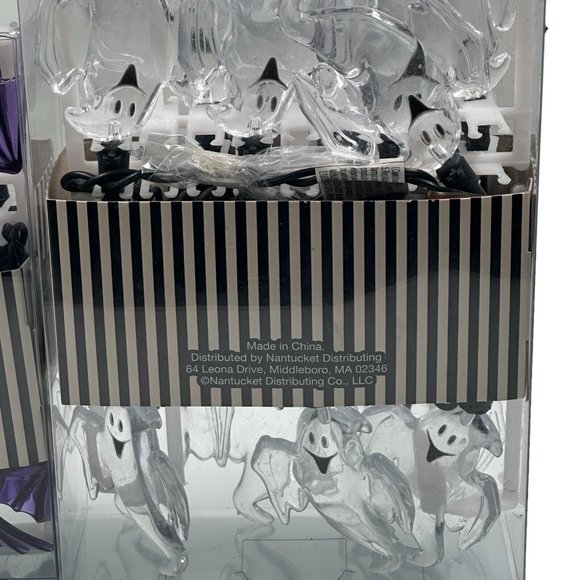 Halloween Purple Bats 20 Clear Ghosts 15 String Led Lights Set of 2 - Picture 2 of 13